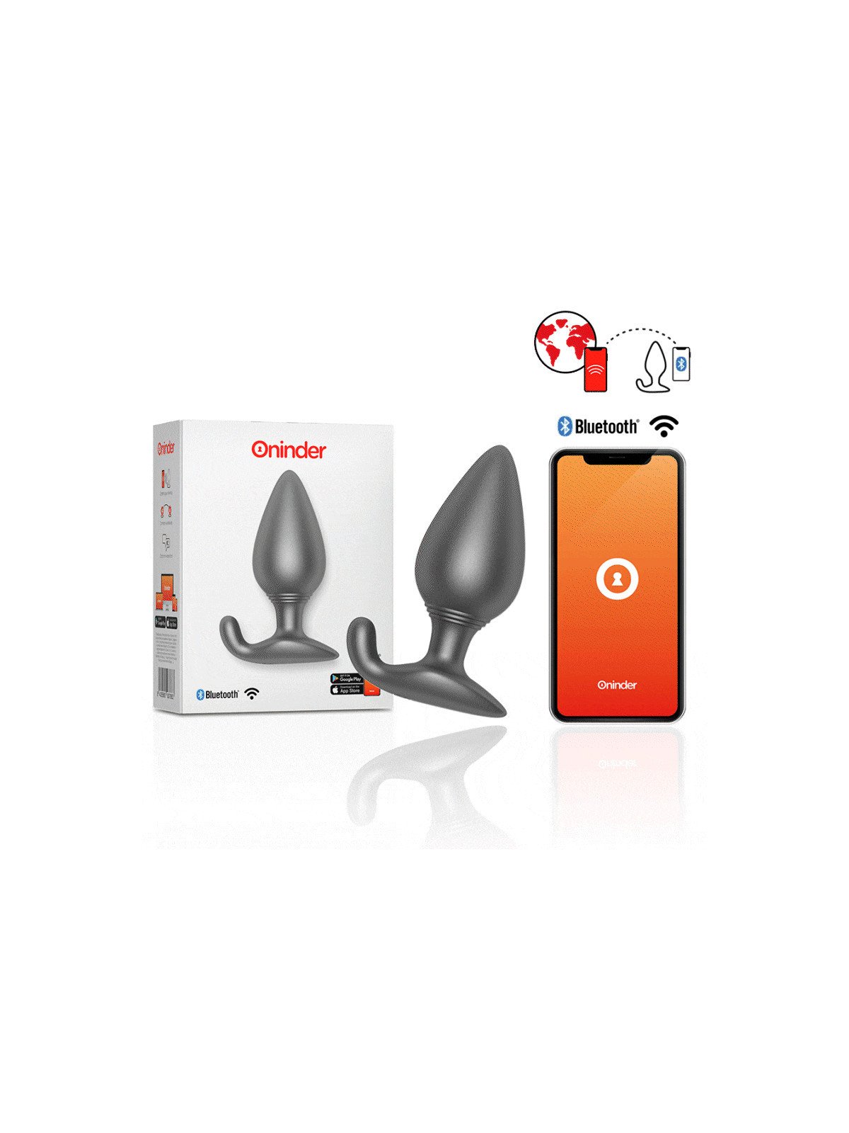 ONINDER - RIO VIBRATING ANAL PLUG BLACK - FREE APP